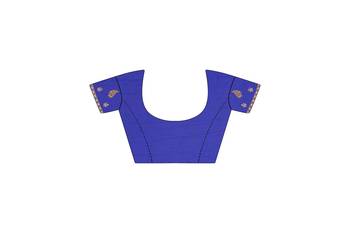 Navy Blue Chiffon Embroidered Party Wear Saree with Blouse 5