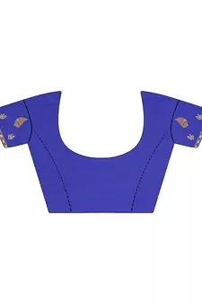Navy Blue Chiffon Embroidered Party Wear Saree with Blouse