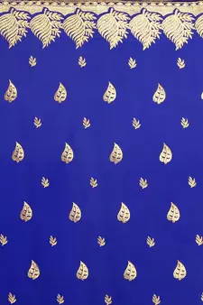Navy Blue Chiffon Embroidered Party Wear Saree with Blouse