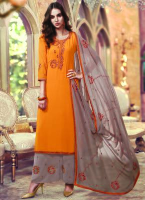 Orange Georgette Straight Suits 1