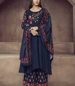 Royal Blue Silk Blend Readymade Suits