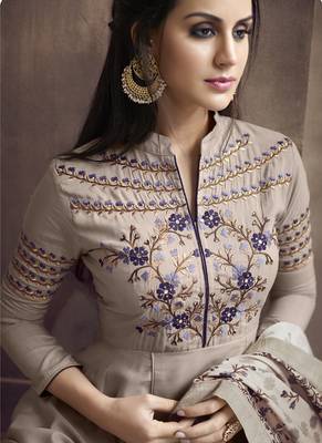 Beige Silk Blend Readymade Suits 2