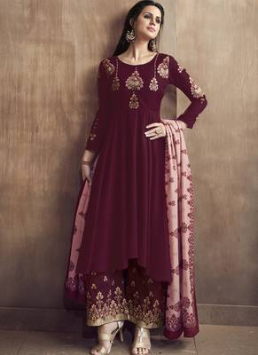 Maroon Silk Blend Readymade Suits 1