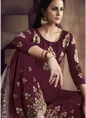 Maroon Silk Blend Readymade Suits 2