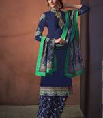 Royal Blue Silk Blend Readymade Suits