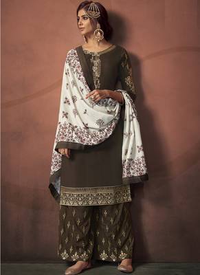 Brown Silk Blend Readymade Suits 1