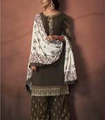 Brown Silk Blend Readymade Suits