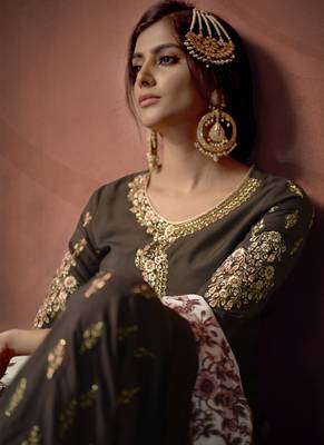 Brown Silk Blend Readymade Suits 2