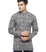 Grey plain cotton men kurtas