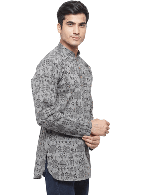 Grey plain cotton men kurtas 2
