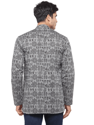 Grey plain cotton men kurtas 3