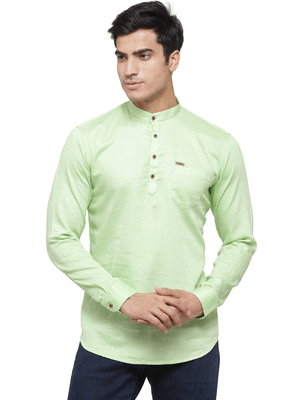 Green plain cotton men kurtas 1