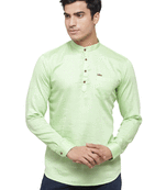 Green plain cotton men kurtas