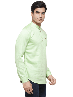 Green plain cotton men kurtas 2