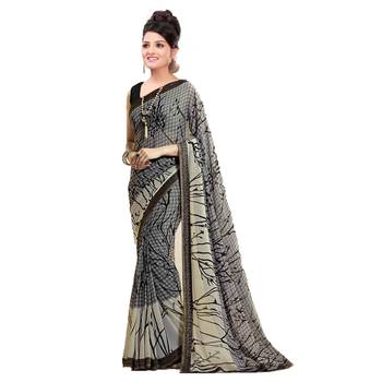 Multicolor printed georgette saree with blouse 1