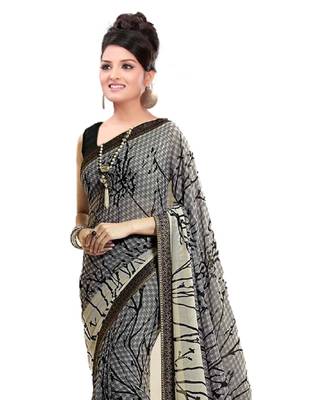 Multicolor printed georgette saree with blouse 2