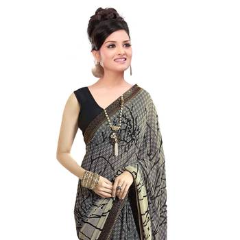 Multicolor printed georgette saree with blouse 4