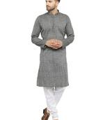 Silver plain art silk kurta-pajama