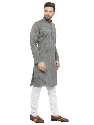 Silver plain art silk kurta-pajama 2
