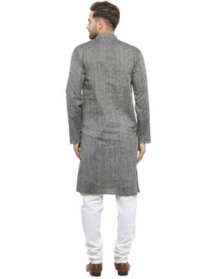 Silver plain art silk kurta-pajama 3