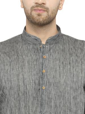 Silver plain art silk kurta-pajama 4