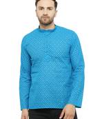 Blue printed cotton men-kurtas