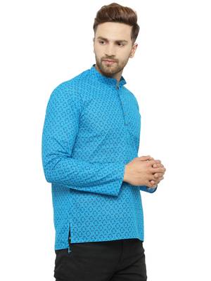 Blue printed cotton men-kurtas 2
