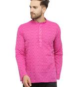 Pink printed cotton men-kurtas