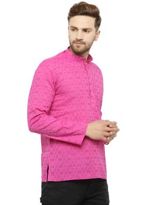 Pink printed cotton men-kurtas 2