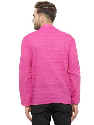 Pink printed cotton men-kurtas 3