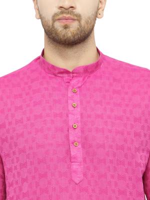 Pink printed cotton men-kurtas 4