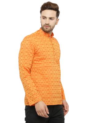 Orange printed cotton men-kurtas 2