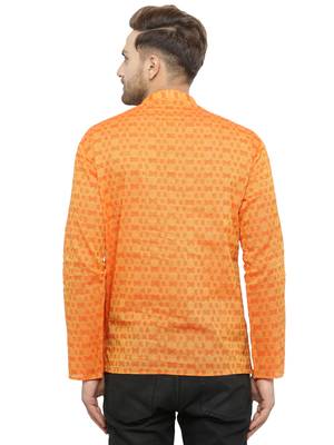 Orange printed cotton men-kurtas 3