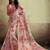 Peach printed linen saree with blouse