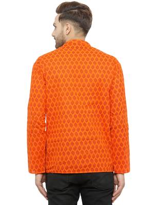 Orange printed cotton men-kurtas 3