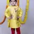 Yellow printed cotton silk boys kurta pyjama