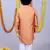 Orange printed cotton silk boys kurta pyjama