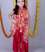 Red woven cotton silk kids tops