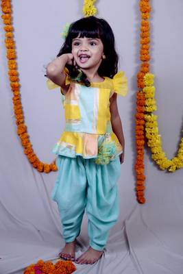 Multicolor woven cotton silk kids tops 1