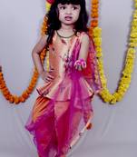 Orange woven cotton silk kids tops