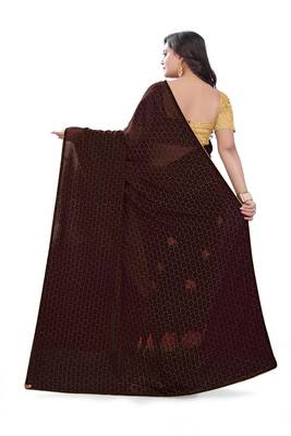 Brown Embroidered Georgette Saree With Blouse 5