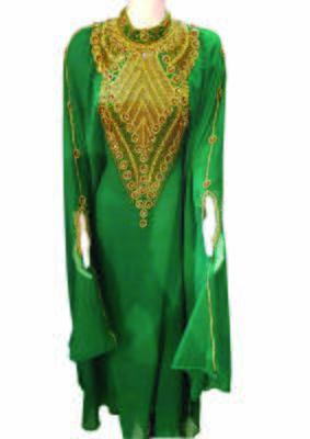 Green georgette embroidered zari work islamic kaftans 1