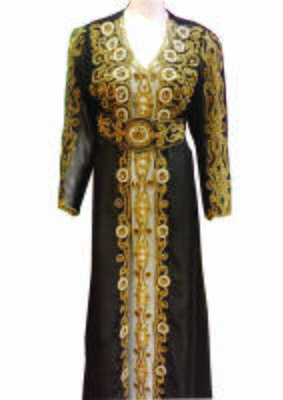 Black georgette embroidered zari work islamic kaftans 1