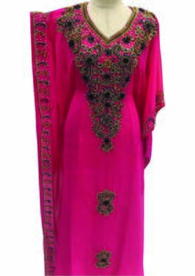 Pink georgette embroidered zari work islamic kaftans 1