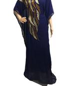 Navy blue georgette embroidered zari work islamic kaftans