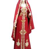 Red georgette embroidered zari work islamic kaftans