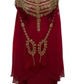 Maroon georgette embroidered zari work islamic kaftans