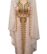 White georgette embroidered zari work islamic kaftans