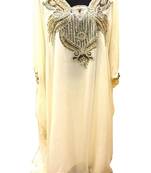 White georgette embroidered zari work islamic kaftans