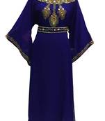 Navy blue georgette embroidered zari work islamic kaftans